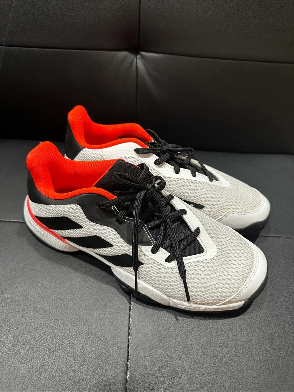 adidas White & Bright Orange Mesh Training Sneakers